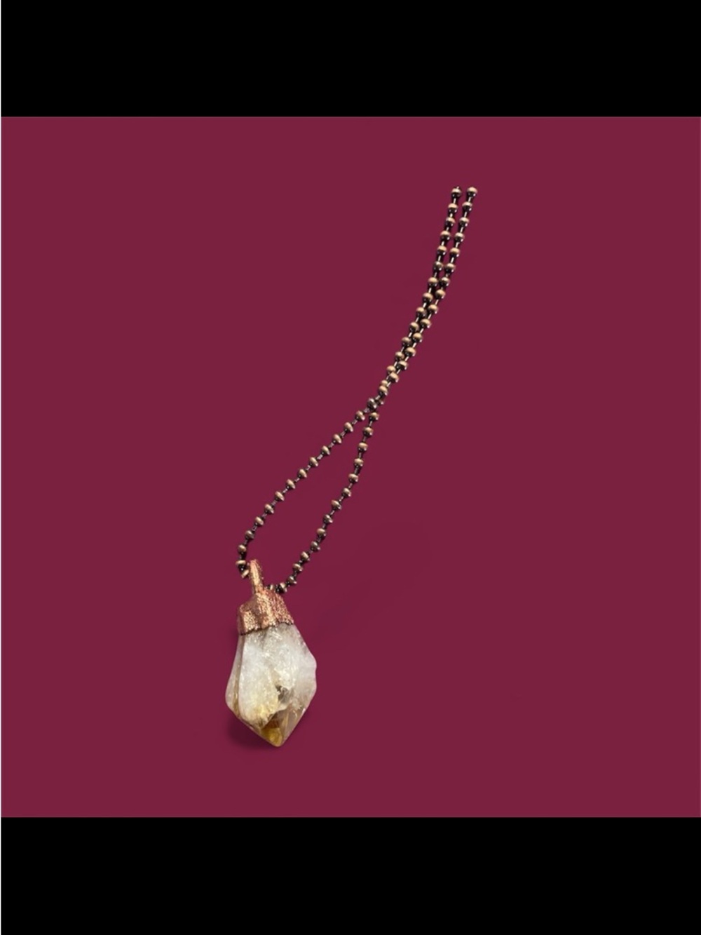 Raw Citrine Crystal Pendant Necklace in Gold-Tone